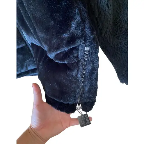 APPARIS x JUICY COUTURE KIM Noir Faux Shearling and Fur Black Coat Zip Large NWT