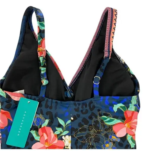 Aqua Green NWT AQUA GREEN Women's Floral Wrap Front One Piece Swimsuit Size Small