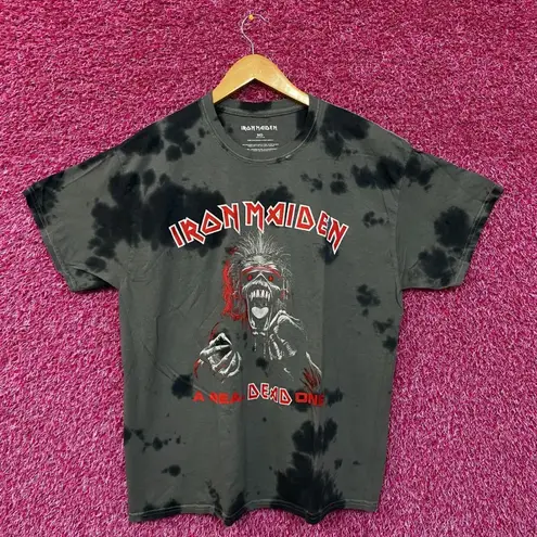 Iron Maiden a Real Dead One Gray Tie Dye Tshirt Size Medium