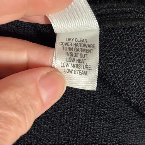 St. John Basics Blazer Jacket Women Black Santana Knit Gold Pearl Button Dog Show