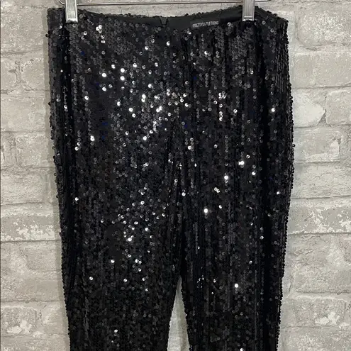 Pretty Little Thing  Black Sequin Flare Trousers - Image 2