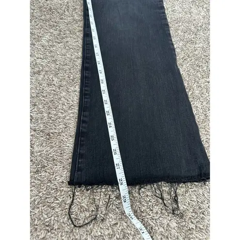 Betabrand Premium Yoga Denim Pull On Flare Bootcut Black Wash Jean Frayed Hem XL