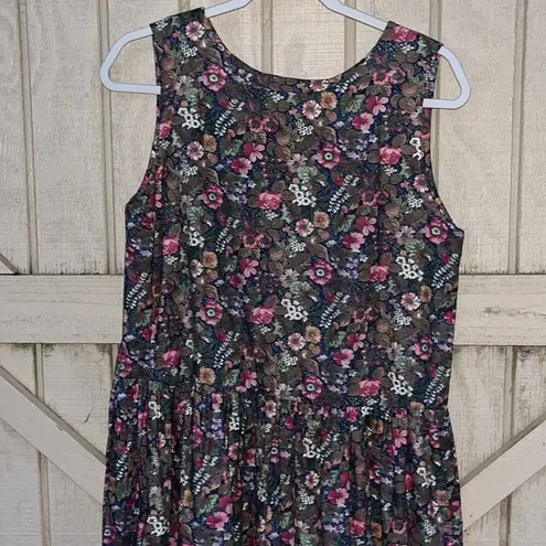 Vintage floral sleeveless jumper dress • possibly handmade • 90s • Teachercore