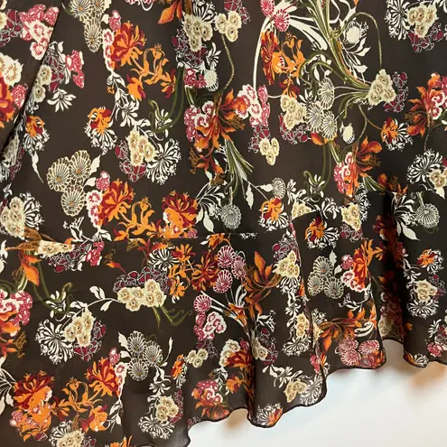 Y2K Floral Ruffle Midi Skirt Brown Plus Size 3X Long Boho Cottage Ren Fair Fairy