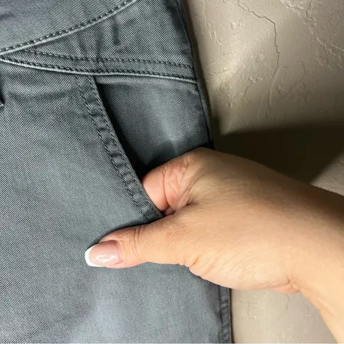 prAna Janessa Green Blue Button Fly Cropped Twill Outdoor Chino Pants