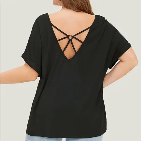 NWT! Black backless Roll sleeve cut out top size 14–16 or 1X