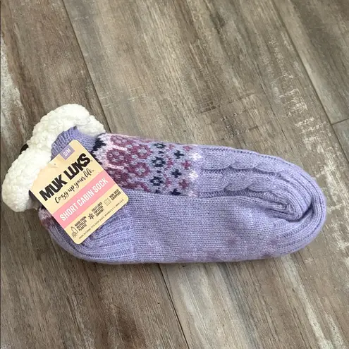 NWT Muk Luk Slipper Socks short cabin lavender purple small non slip - Image 2