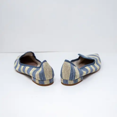 NEW Michele Lopriore Elyse Pointy Loafer Multicolor Blue Gold Stripe Flat Shoes