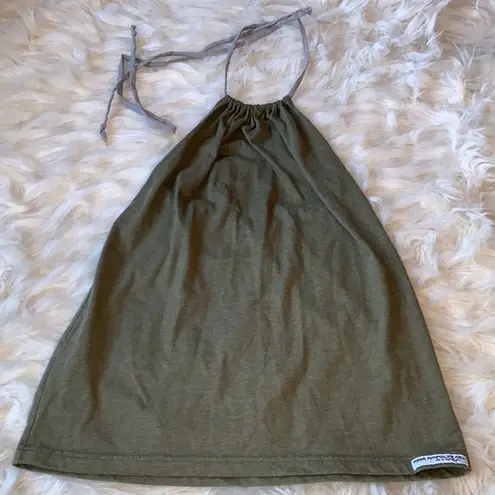 Poor pitiful pearl army green cotton halter top.