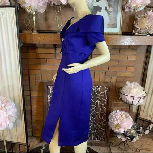 Alex Evenings VINTAGE 1990'S ELECTRIC PURPLE/BLUE COCKTAIL DRESS & BOLERO SET 6