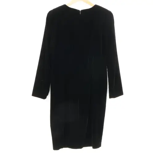 Maggy London Vtg 90s Velvet Black Button Front Midi Dress Emo Elegant Size 8P