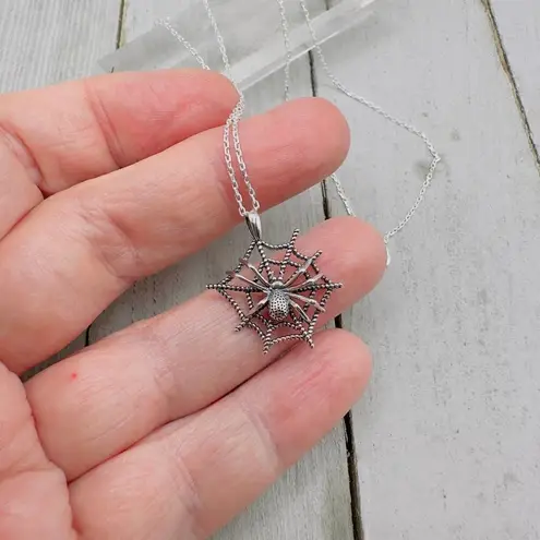 Spider Web Sterling Silver Spider Necklace Silver