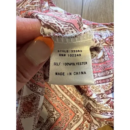 Skies Are Blue Women's Geometric Detail Blouse Size Small Summer Party Casual