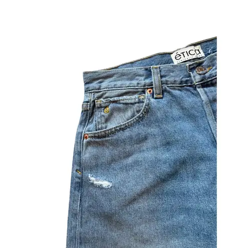 Etica Denim Altin Loose Crop Jeans Ithaca Ripped Distressed High Waist Size 26 Blue