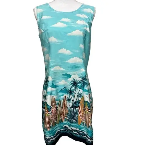 KY's International Fashion Vintage Hawaiian Surfer Dress Vintage Size XL Blue