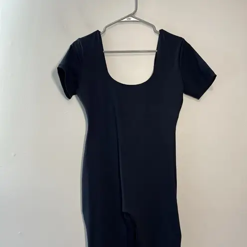 Stript Black Iman Scoop Back Short Sleeve Bodysuit Size XL Made in LA USA