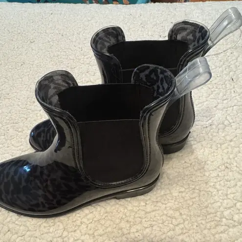 INC International Concepts Leopard Ankle Rain Booties Gray Size 9