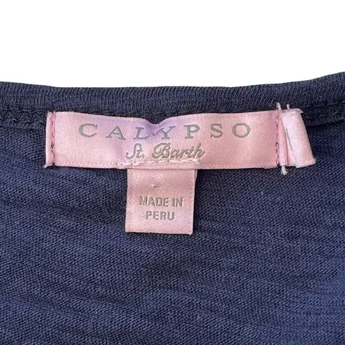 Calypso St. Barth Womens Navy Short Sleeve Top M 87n