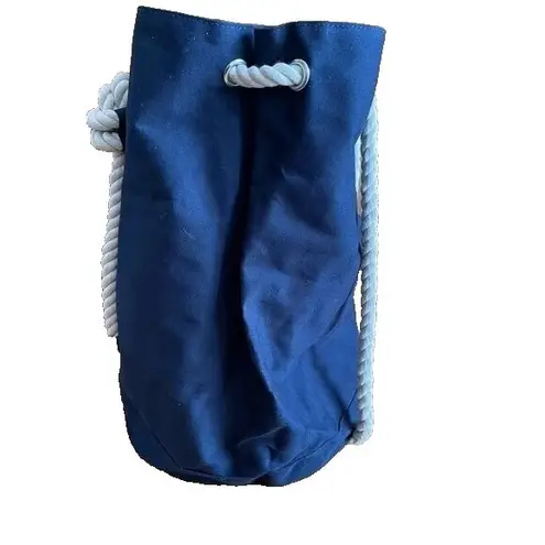 Jean Paul Gaultier Lg Navy Canvas Duffle Backback Nautical Rope Drawstring