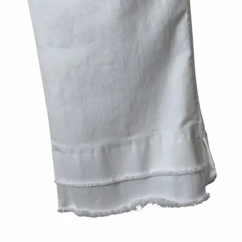 Democracy Absolution White Raw Hem Cropped Jeans Women’s Size 16 Stretch Denim