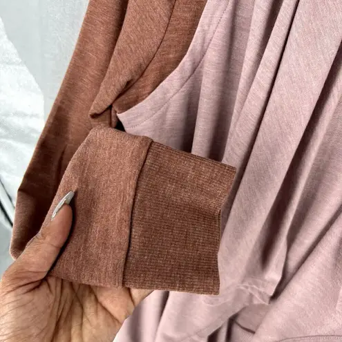 LOGO Lounge Womens Cardigan Size L Two Toned Handkerchief Open Front Pink Size L