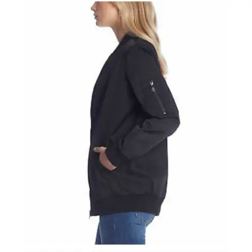Bernardo Black Bomber Water Resistant Full Zip Ribbed Trim Relaxed Fit Jacket L