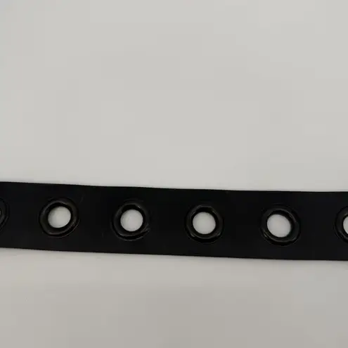 Unbranded Womens Leather Black Chunky Eyelet Belt Silver Size Medium Made in USA