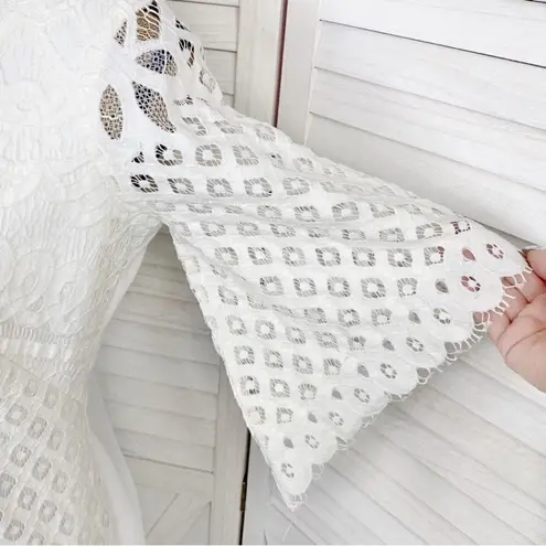 Alexia Admor Lace Front Bell Sleeve Sheath Dress Small Ivory White Half Sleeve