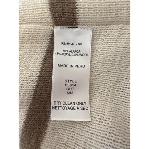 Brochu Walker City Alpaca Wool Brown Cream Striped Sweater Poncho One Size