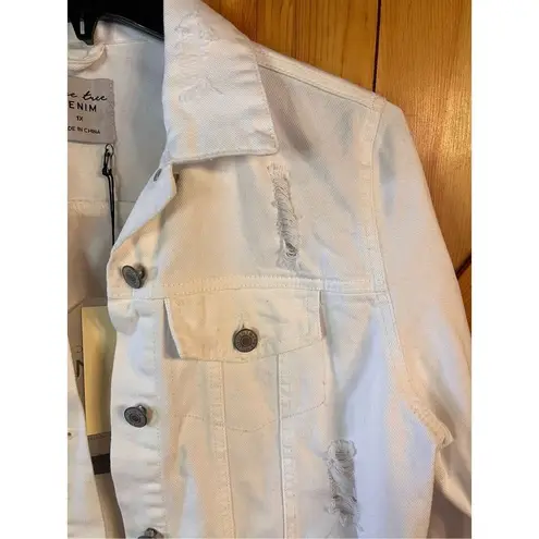 Love Tree  Denim Jacket Size 1X  White Distressed nwt (3039)