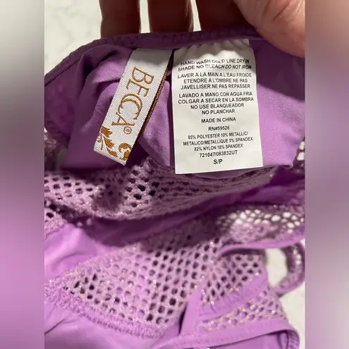 Becca New! Network Plunge-Neck One-Piece Swimsuit Lavender Sz Small $148