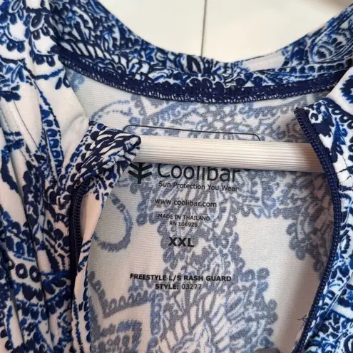 Coolibar blue paisley quarter zip rash guard pullover XL Blue