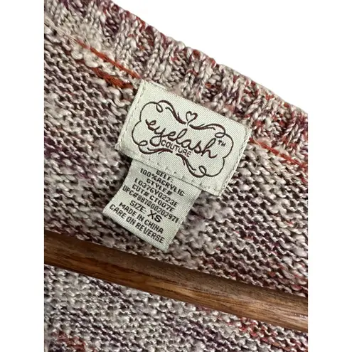 Eyelash Couture XS Knit Pullover Sweater Batwing Sleeve High Low Striped Top