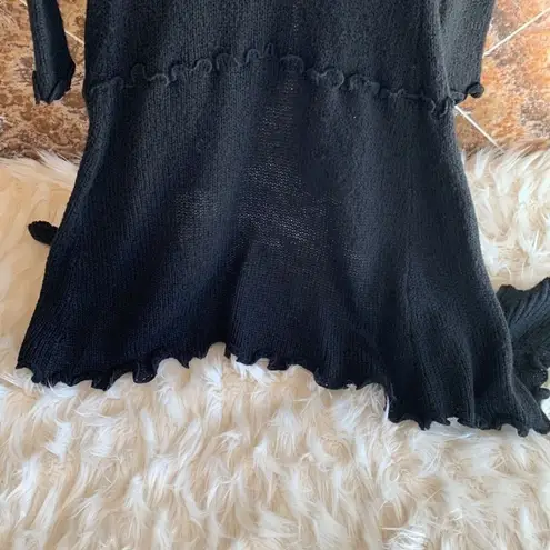 Women’s Beautiful Lagenlook Fitted Knitted Ruffle Duster Size S/M Black Size M
