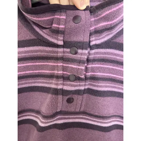 Duluth Trading Co Purple Striped Fleece Size Large Quarter Snap Casual Comfy