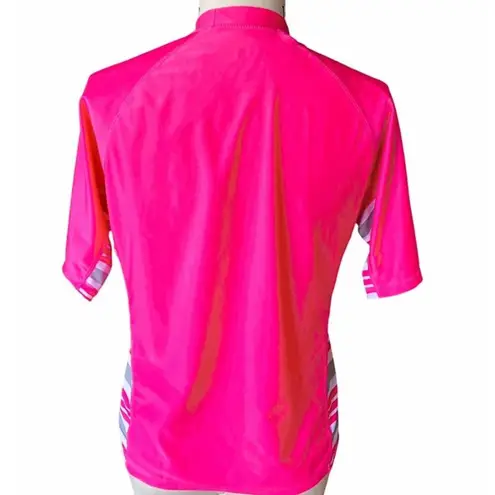 UV SKINZ UPF 50+ Sunwear Swimwear Hot Neon Pink & Gray Top ~ Women's Size LARGE