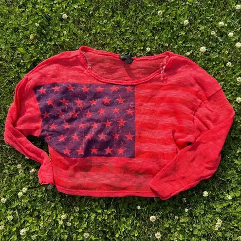 VTG Cropped Dolman Star Sweater Red Size M