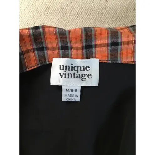 Unique Vintage Women 50’s Western Wrap Plaid Crop top Sz.Med Orange Cowgirl Boho