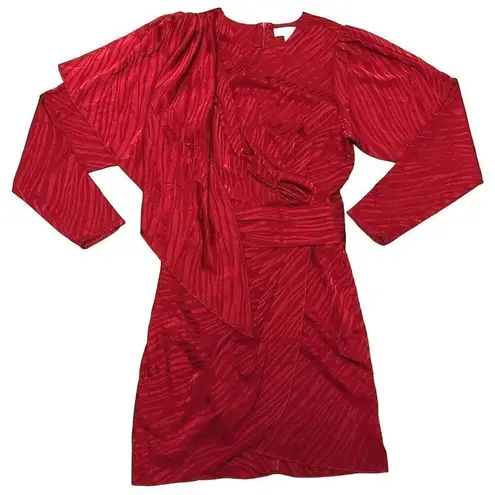 Ronny Kobo Women Size Medium Dark Red Shanaya Draped Moiré Mini Dress