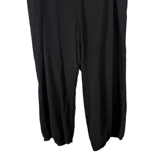 Oh My Gauze Black 100% Cotton Wide Leg Pull On Pants Lagenlook Womens 3 US XXL