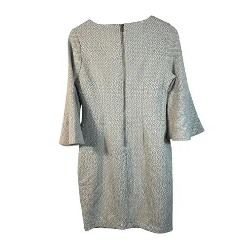 Tyler Böe Textured Geometric Bell Sleeve Dress Women's Medium Gray Beige