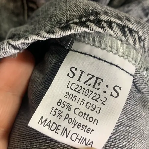 Charcoal Gray Black Acid Wash Button