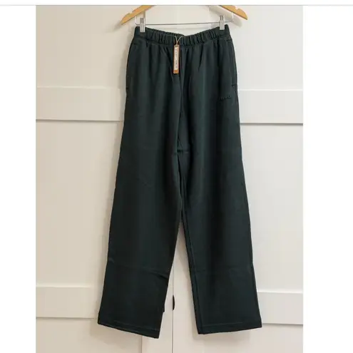 SKIMS Cotton Fleece Classic Straight Leg Pant in Spruce, Size X-Small