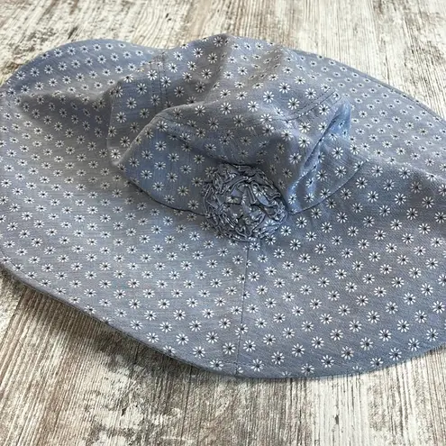 Daisy Sur la tete Light Blue  Flower Cotton Floppy Beach Sun Hat