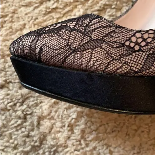 Glint Black Lace Heels Size 7.5