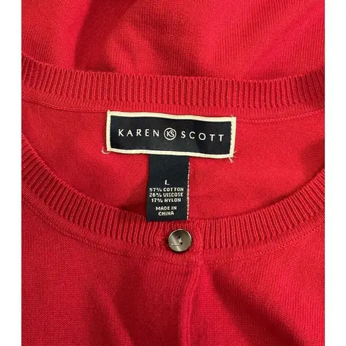 Karen Scott Red Button Up Cardigan Size Large