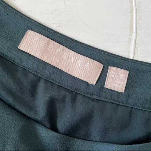 Keepsake Off The Shoulder Dress Pleats Mini Dress Bottle Green Size M Size M