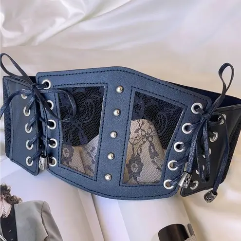 Goth Gothic Alternative Corset Belt Lace Floral Black