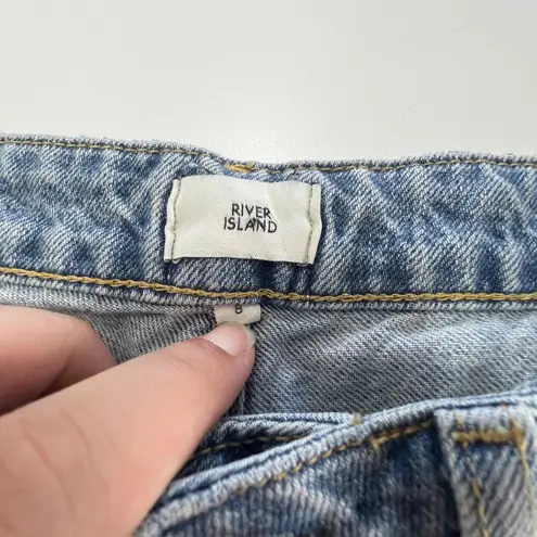 River Island Jeans Womens 8UK 10US Distressed Ripped Straight Leg Denim Pants