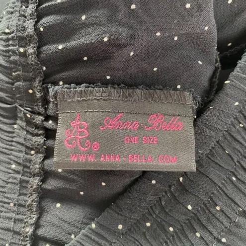 Anna Bella One Size Early 2000's Sheer Black White Polkadot Maxi Skirt Plus Size